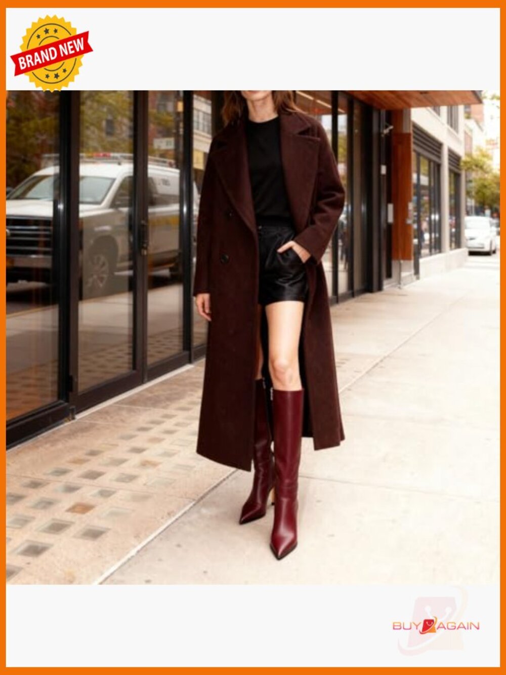 Knee High Stiletto Heel Boots Pointed Toe Side Zipper Faux Leather - Picture 3 of 7